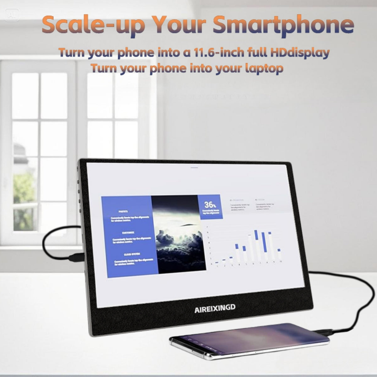 11.6 Inch Portable Monitor HDMI-Compatible Laptop second screen Gaming Extended Display For Switch/PS4/Xbox/Raspberry Pi